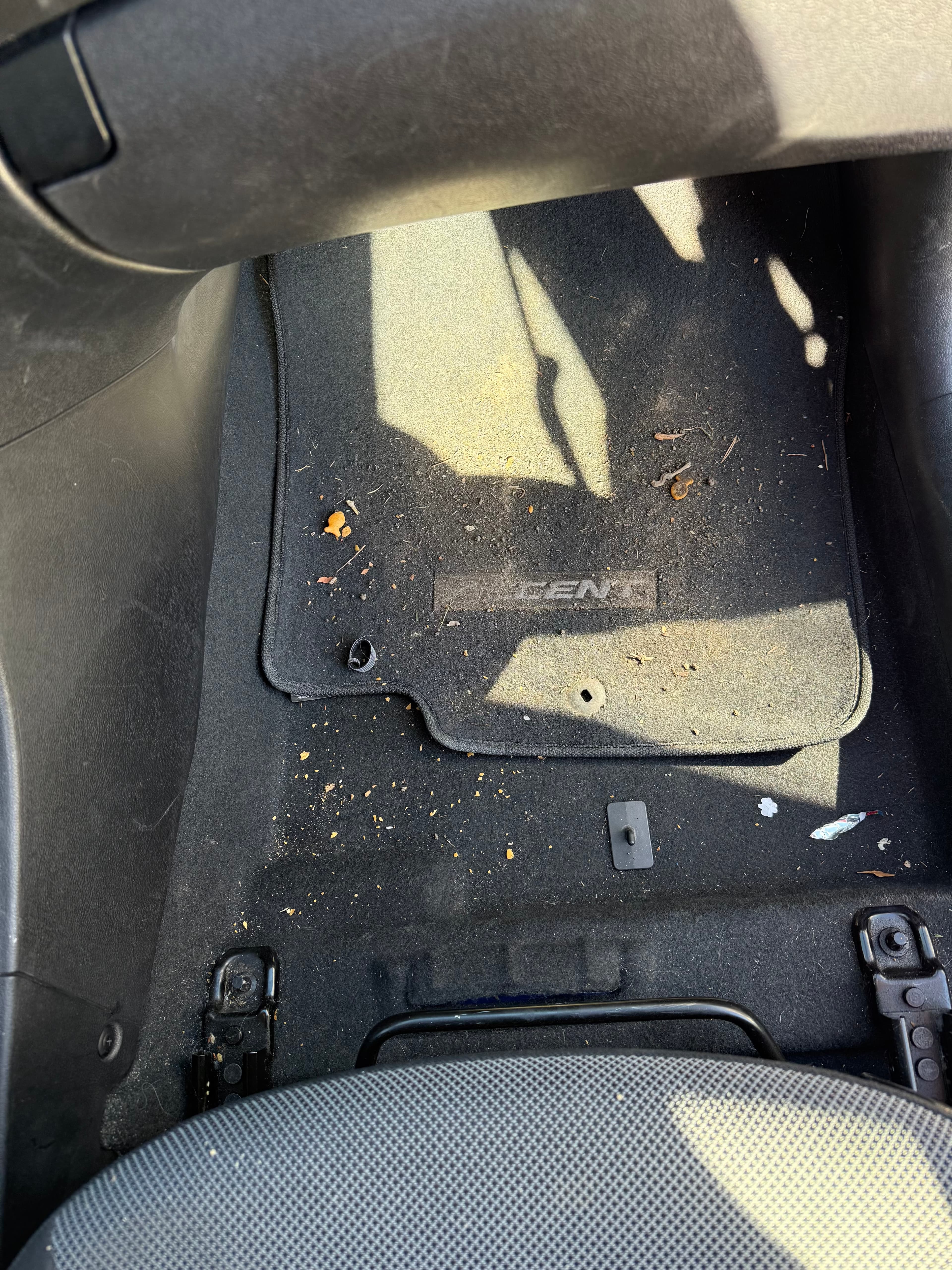 Passenger floor deep clean before detailing