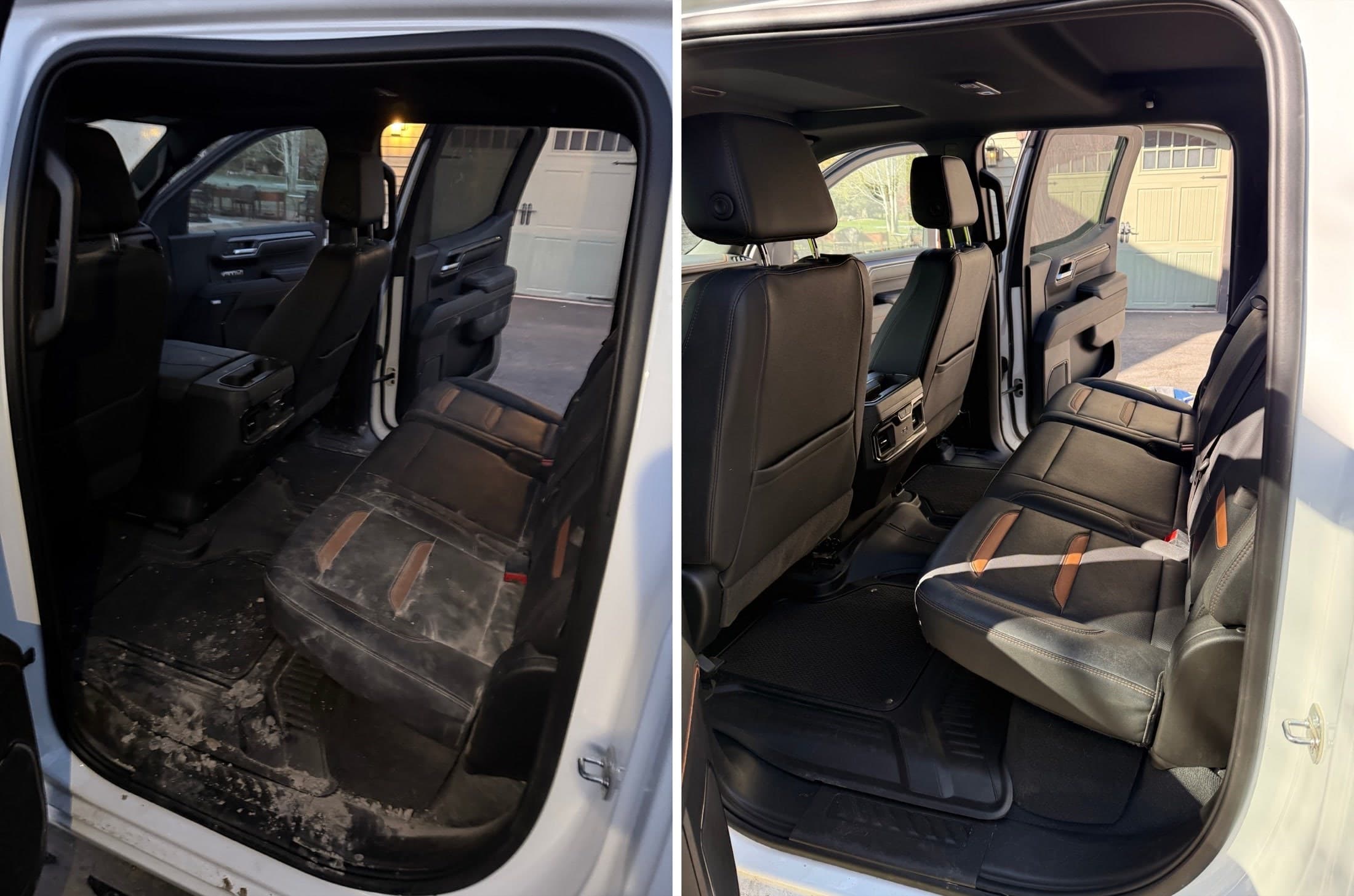Back seats before and after interior detailing